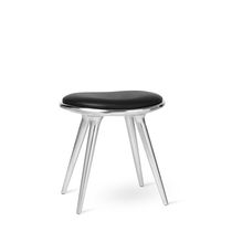 Moderner Hocker / Leder / poliertes Aluminium...