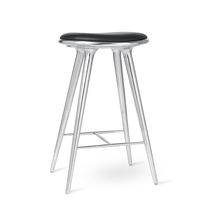 Moderner Barhocker / Leder / poliertes Aluminium...
