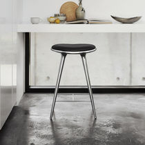 Moderner Barhocker / Leder / poliertes Aluminium...
