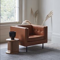 Moderner Sessel / Leder / Stoff / grau