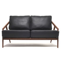 Modernes Sofa / Stoff / Leder / aus Eiche
