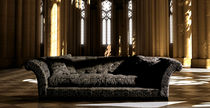 Klassisches Sofa / braun / Stoff / 3 Plätze