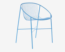 Moderner Stuhl / Metalldraht / blau