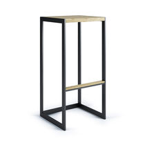 Moderner Barhocker / aus Teakholz / Edelstahl...