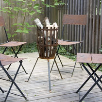 Garten-Feuerkorb / Holz / Eisen / modern