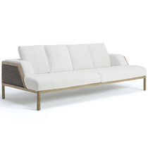 Modernes Sofa / Garten / Stoff / aus Teakholz