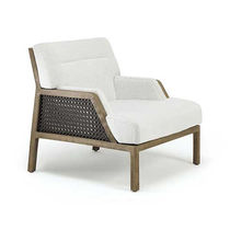 Moderner Sessel / Kordel / Stoff / aus Teakholz