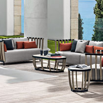 Moderner Couchtisch / aus Teakholz / Aluminium...