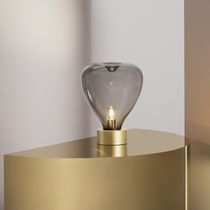 Tischlampe / Messing / Bronze / Rauchglas