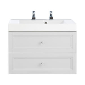 hängender Waschtisch-Unterschrank / Holz / Keramik / modern