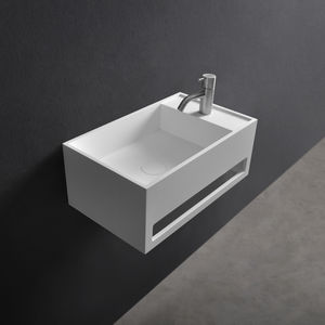 Wand-Waschbecken / rechteckig / Mineralwerkstoff / modern