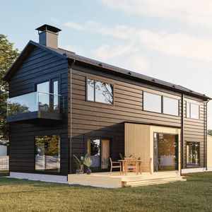 Haus aus Massivholz-Block