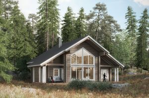passives Haus / aus Massivholz-Block / klassisch / Holz