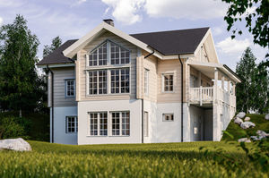Haus aus Massivholz-Block