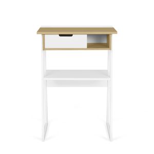 Schreibtisch aus Eiche / Holzfurnier / lackiertes Holz / Metall