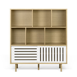 hohes Sideboard / modern / lackiertes Holz / aus Eiche