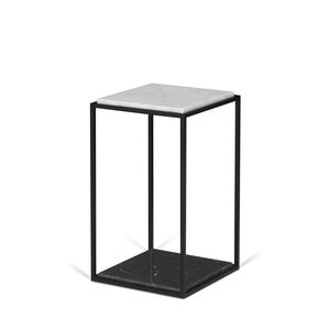 moderner Beistelltisch / Metall / Marmor / quadratisch