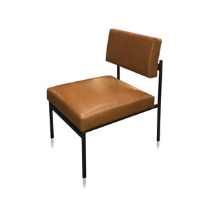 moderner Kaminsessel / Stoff / Leder / Metall