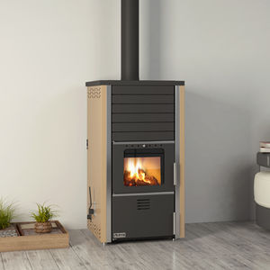 Kaminofen-wasserführend / Holz / Gusseisen / modern
