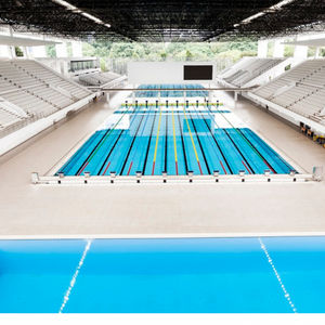 Schwimmbecken zum Aufstellen / erdverlegt / Stahl / Park