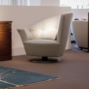 moderner Sessel / Stoff / Leder / drehbar