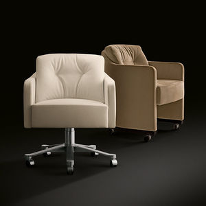 moderner Sessel / Stoff / Leder / drehbar