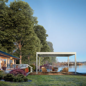 selbsttragende Pergola / gestrichenes Aluminium / mit orientierbaren Lamellen / bioklimatisch