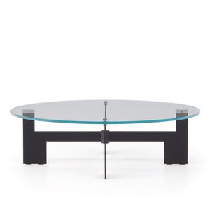 moderner Couchtisch / Glas / Metall / mit Fußgestell aus Metall