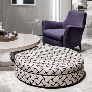 moderne Ottomane / Stoff / Leder / rund
