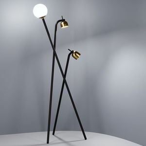 Stehleuchte / modern / Messing / Milchglas