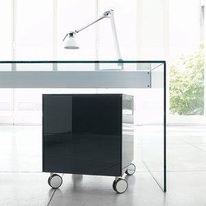 Büroschubladenschrank / lackiertes Glas