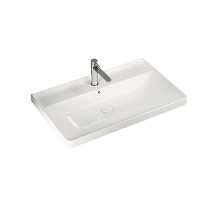 Wand-Waschbecken / rechteckig / Keramik / modern