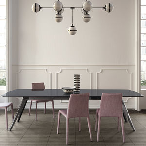 moderner Tisch / Glas / Metall / Marmor