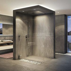 feststehende Duschwand / für Eckeinbau / Glas / für Privatgebrauch