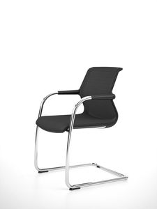 moderner Besucherstuhl / mit Armlehnen / mit Überhang / Stoff