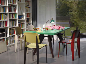 moderner Stuhl / aus Eiche / aus Nussbaum / Stahl