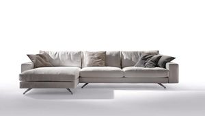 modernes Sofa / Leder / Stoff / 4 Plätze