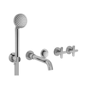 Mischbatterie für Badewanne / wandmontiert / Einbau / verchromtes Metall