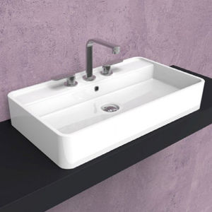 Aufsatzwaschbecken / rechteckig / Keramik / modern