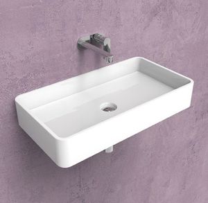 Wand-Waschbecken / rechteckig / Keramik / modern
