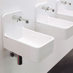Wand-Waschbecken / rechteckig / Keramik / modern