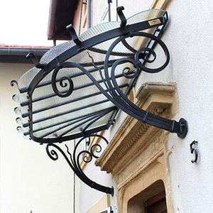 Eingang-Vordach / Glas / Schmiedeeisen