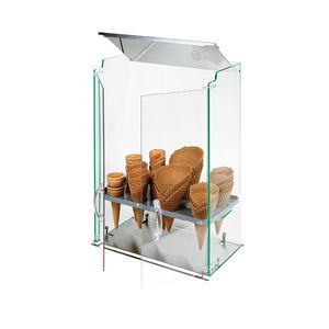 moderne Vitrine / Tisch / Edelstahl / Glas