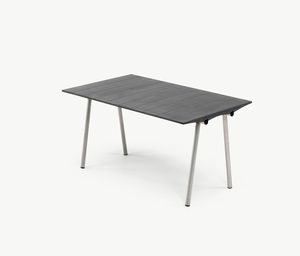 moderner Tisch / Faserbeton / aus Teakholz / Laminat