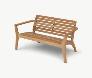 Bank für den Garten / modern / aus Teakholz / mit Armlehnen
