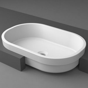 Halbeinbauwaschbecken / oval / Verbundwerkstoff / modern