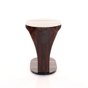 Beistelltisch / Art Deco / aus Ziricote / Edelstahl / rund