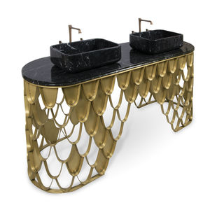 doppelter Waschtisch-Unterschrank / freistehend / Metall / Design