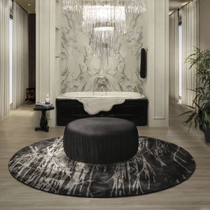 freistehende Badewanne / Marmor / Holz