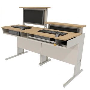 bodenstehender Computertisch.
